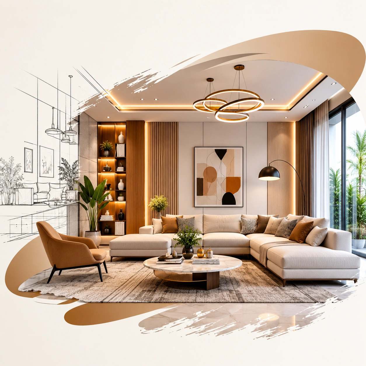 Professional interior designer documenting a modern home interior for MDS Interior project portfolio.